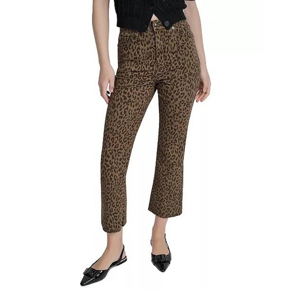 Dkny Denim - DKNY Women's High Rise Brown Black Leopard Print Size 27 NWT Pants